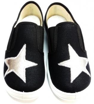 Слипоны для девочки, Валди, чёрные, р.30-36 Waldi украшение - звезда