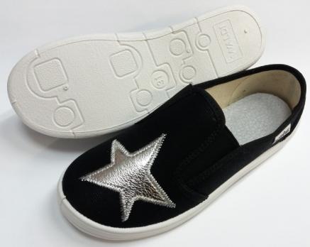 Слипоны для девочки, Валди, чёрные, р.30-36 Waldi украшение - звезда
