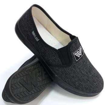 Слипоны серого цвета, Waldi, подошва чёрная