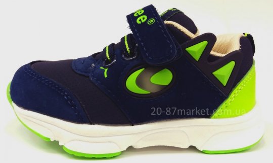 Кроссовки для мальчика р.21-26 (20915) синий/салатовый Clibee
