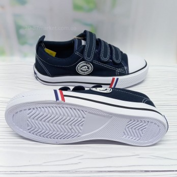 Детские кеды American Club, для мальчика, синие, белая подошва, застёжки на липучках