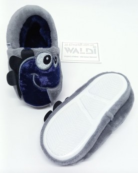 Тапочки Валди, домашние, для мальчика, флис, утеплённые, Waldi, серые, Динозаврик
