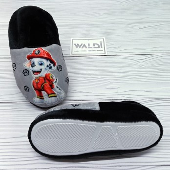 Детские тапочки Валди, домашние, для мальчика, серый/чёрный, принт: Щенячий патруль