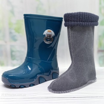 Детские резиновые сапоги р.28-35 для мальчика, ПВХ, Demar синие