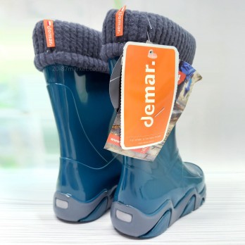 Детские резиновые сапоги р.28-35 для мальчика вид сзади, светоотражатели