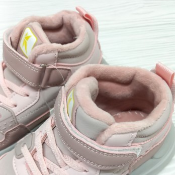 Детские розовые ботинки для девочки, внутри флис