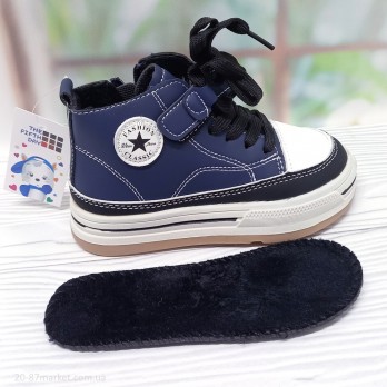 Ботинки демисезонные детские, тм Канарейка, синие, застёжки на липучках, устилка флис