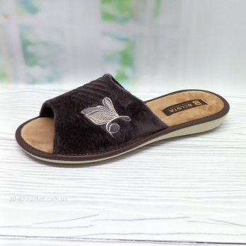 Женские велюровые тапочки, комнатные, тм Белста, коричневые
