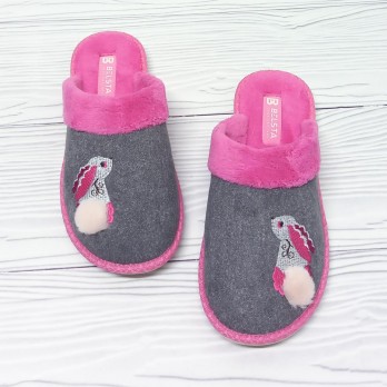 Женские домашние тапочки Белста, махровые, вышивка - зайка