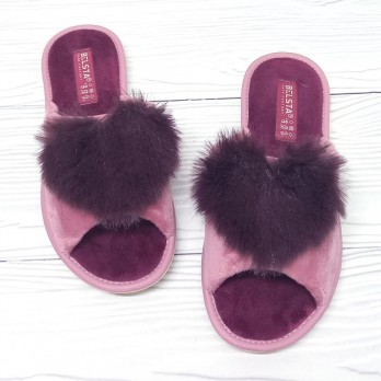 Тапочки Белста женские, мех сердцем