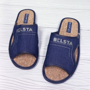 Мужские тапки Белста, синие джинс, пробковая стелька