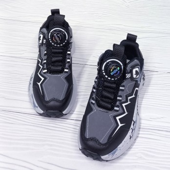 кроссовки для мальчика, система быстрой шнуровки, серые