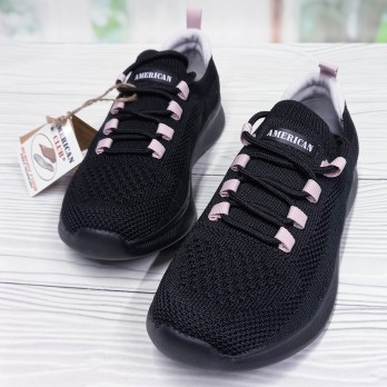 Кроссовки женские текстильные, тм American Club, чёрные