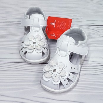 белые босоножки для девочки, тм Apawwa, кожаная стелька
