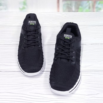 Чёрные мужские кроссовки, текстильные, чёрные