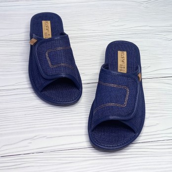 Женские комнатные тапочки на липучках, синие, тм Белста