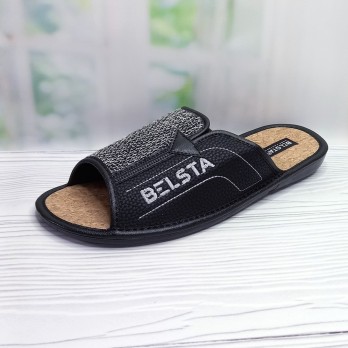 Мужские домашние тапочки тм Белста, серые пробковая стелька