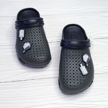 Зелёные детские кроксы для мальчика