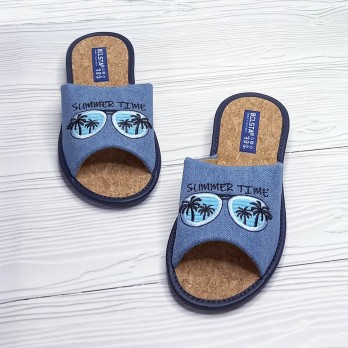 Женские голубые тапочки Белста, пробковая стелька