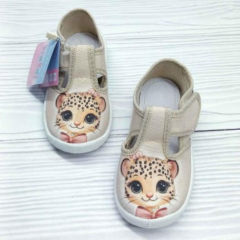 бежевые тапочки валди, принт кошечка