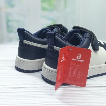 кроссовки для мальчика, белые с синим, застёжки на липучках