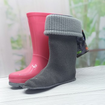 Детские розовые резиновые сапоги, съёмный утеплитель