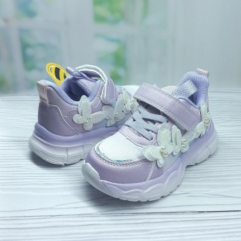 фиолетовые кроссовки для девочки, декор - бабочки