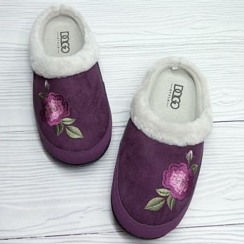 Женские домашние тапочки, утеплённые, фиолетовые