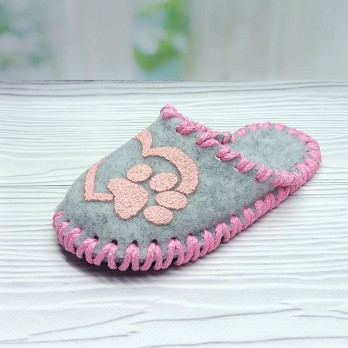 Паркетные детские тапочки для девочки, тм Vends, из серого войлока