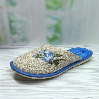 Женские домашние тапочки, Белста бежевые вышивка Цветок