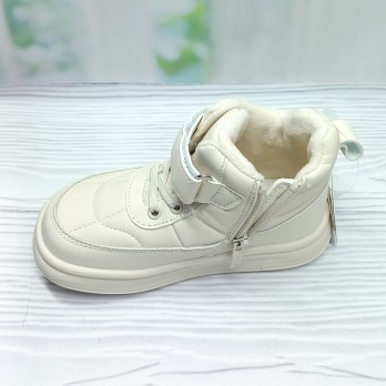 бежевые детские ботинки, демисезонные, застёжка на липучке и замке