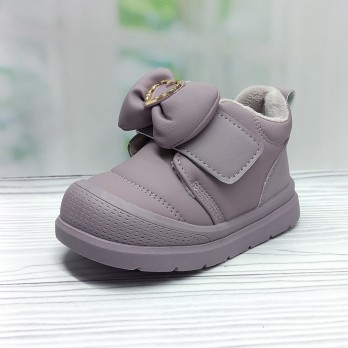 Ботинки демисезонные для девочки, тм Tom.m сиреневые на флисе