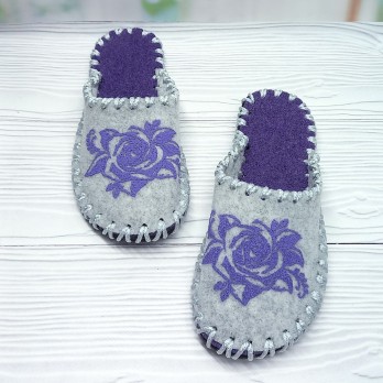 Светло-серые женские войлочные тапочки тм Белста