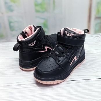 Детские хайтопы для девочки, весна/осень, чёрные, застёжка липучки и замок.