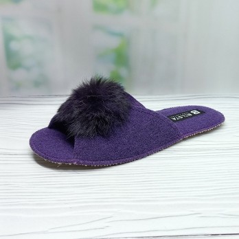 Женские паркетные тапочки Белста фетровые, фиолетовые, пушок