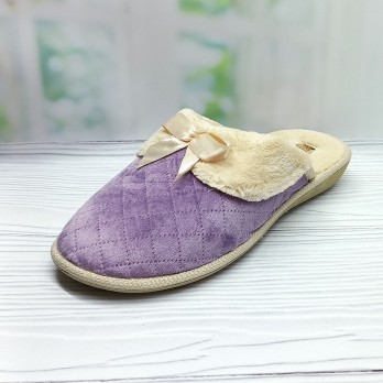Женские комнатные тапочки Белста, закрытые, атласный бантик сиреневые