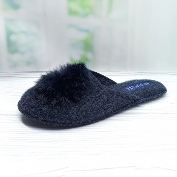 Женские фетровые тапочки, тм Белста синие пушок