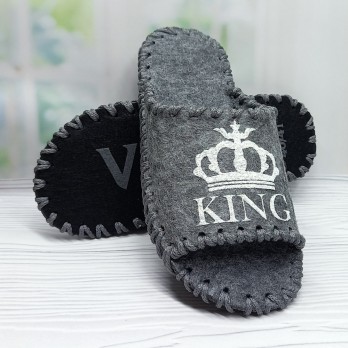 Мужские домашние тапочки, фетровые, открытые, king, серого цвета