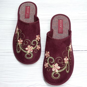 Женские бордовые тапочки