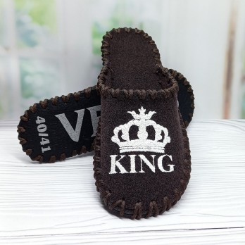 Мужские домашние тапочки, коричневые, из фетра