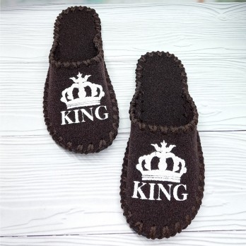 Фетровые мужские тапочки коричневого цвета, закрытый носок и открытая пятка