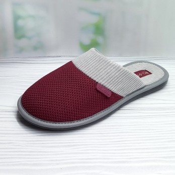 Женские комнатные тапочки Белста, бордовые с серым