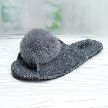 Женские паркетные тапочки, тм Белста фетровые серые пушок