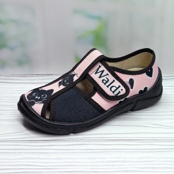 Детские текстильные тапочки для девочки, тм Waldi розовые