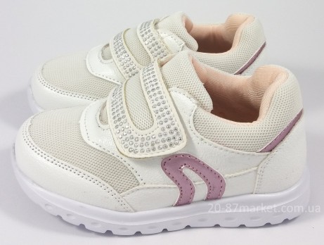 Белые кроссовки на липучке для девочки
