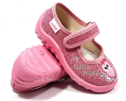 Розовые тапочки с вышивкой совы на липучках