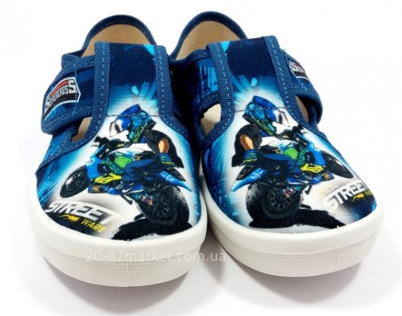 Синие тапочки для мальчика на липучках