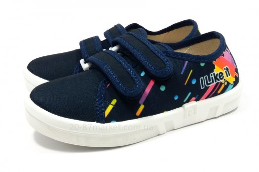 Кеды на липучках синего цвета 24497