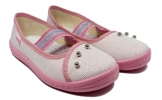 Слипоны для девочки белый + розовый, люрекс