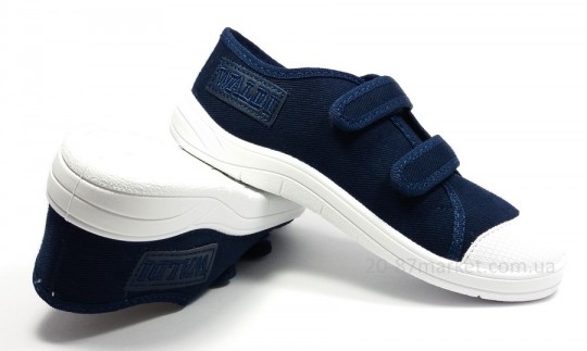 Кеды синие на липучках белая подошва